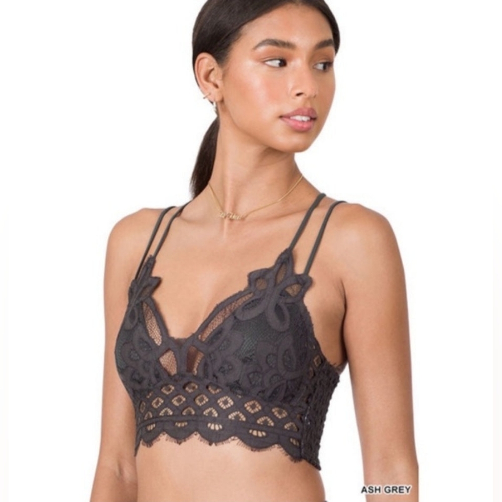 NEW Crochet Lace Bralette - Plus Size Ash Gray - Picture 9 of 12